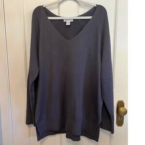 NEW Athleta Women's XL Hanover Refined V Neck Sweater Merino Wool Blend Purple